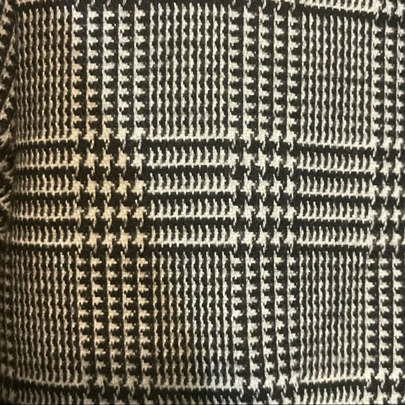 INC Glen Plaid Pea Coat Black White Embellished Small Rose Embroidery - Picture 7 of 12